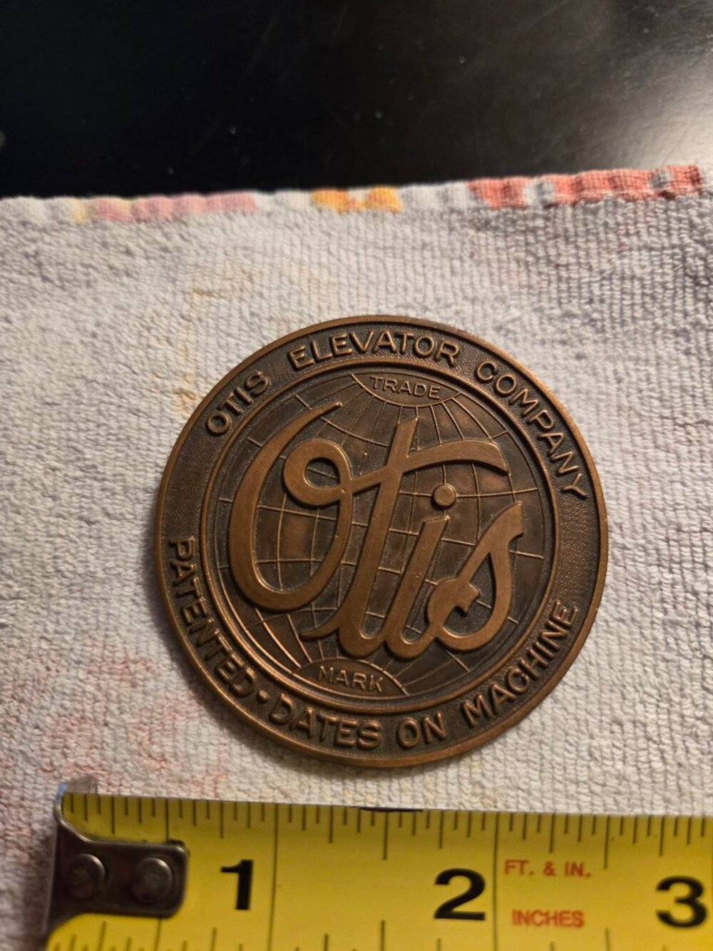 Otis "Trade Mark" Elevator 2 3/8" Brass Name Plate Emblem